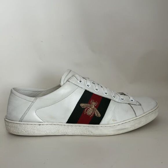 Gucci Ace Bee Embroidered Sneaker White Leather Web Stripe Mens Size 10 Sneakers main image 7